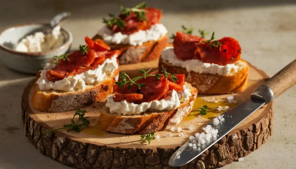 Ricotta and Chorizo Crostini