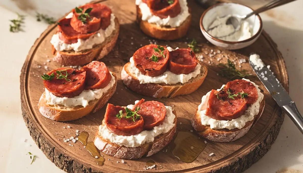 Ricotta and Chorizo Crostini